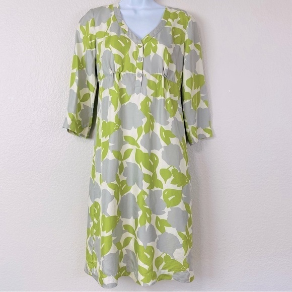 Boden Silk Floral Leave Print Midi Dress Size 4 - Picture 1 of 10